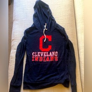 Cleveland Indians Baseball Long Sleeve Hoodie Tee Shirt, Size Small